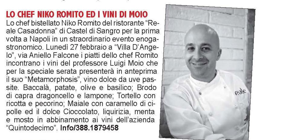 Evento “Cucina Stellare con Niko Romito” e i vini Quintodecimo 27 Febbraio 2012